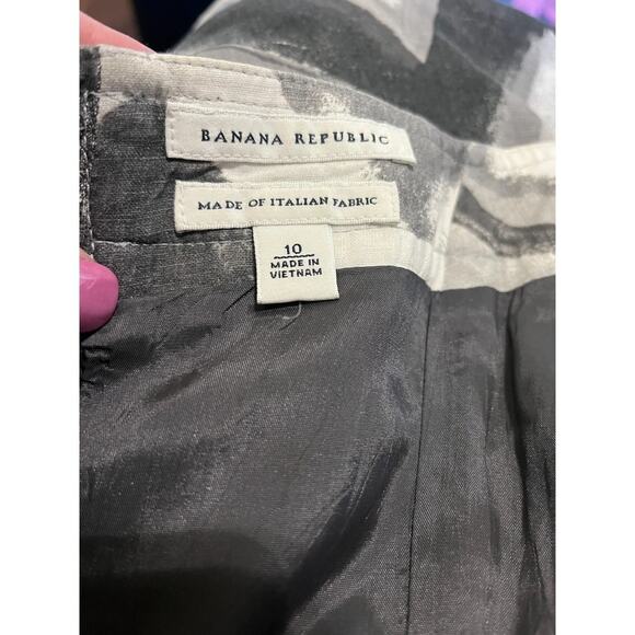 Banana Republic Italian LINEN Grey Gray Chevron Strapless Dress Boning 10 - Picture 6 of 13